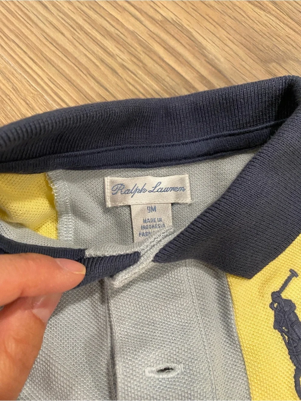 Ralph Lauren Patchwork Polo Romper in Navy, Pink, Yellow & Light Blue